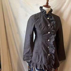 Women's Stella Starr Ruffled Gray Jacket sz M, fully lined